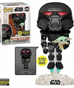 K-Dog & Fish Funko POP! Exclusives STAR WARS: THE MANDALORIAN - DARK TROOPER WITH GROGU (GLOW) EXCLUSIVE
