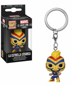 K-Dog & Fish POCKET POP KEYCHAIN - MARVEL LUCHA LIBRE EDITION: LA ESTRELLA COSMICA (CAPTAIN MARVEL)