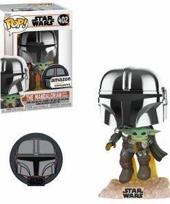 K-Dog & Fish STAR WARS: THE MANDALORIAN - MANDO WITH GROGU (CHROME) WITH PIN (EXCLUSIVE)