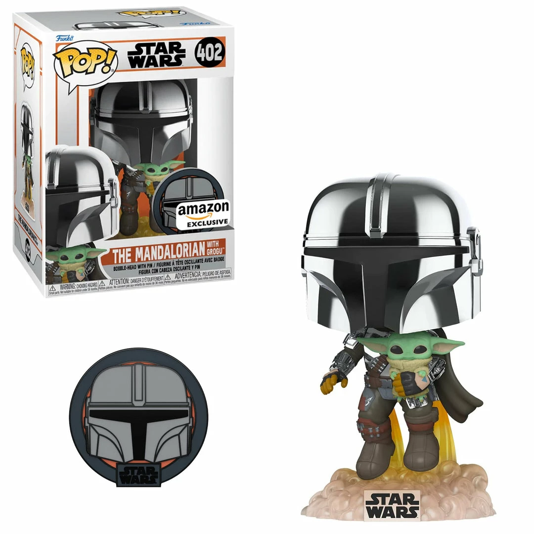 K-Dog & Fish STAR WARS: THE MANDALORIAN - MANDO WITH GROGU (CHROME) WITH PIN (EXCLUSIVE) 1 K-Dog & Fish STAR WARS: THE MANDALORIAN - MANDO WITH GROGU (CHROME) WITH PIN (EXCLUSIVE)
